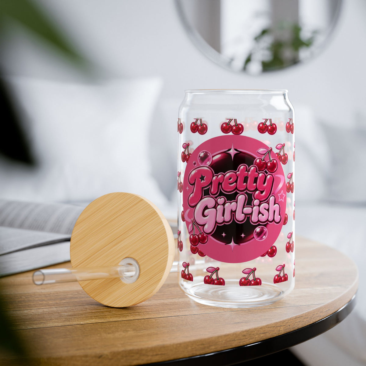 Pretty Girlish Cherry Sipper Glass, 16oz