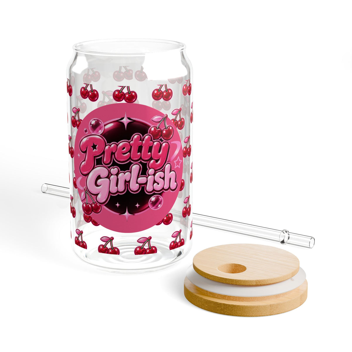 Pretty Girlish Cherry Sipper Glass, 16oz